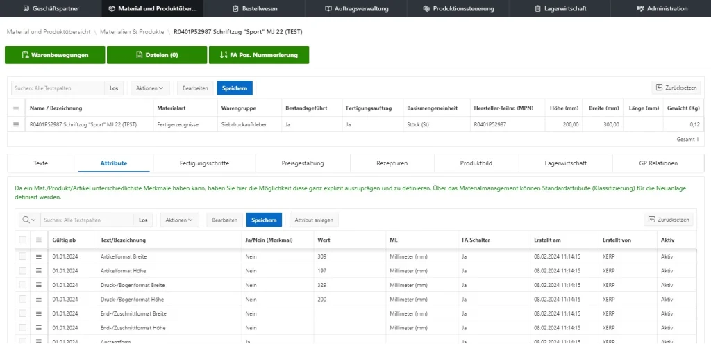 Material- und Produktmanagement mit Preisfindung und GP-Relationen