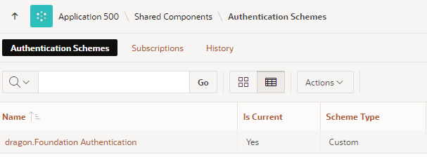 Oracle APEX: Authentication Schemes unter Shared Components
